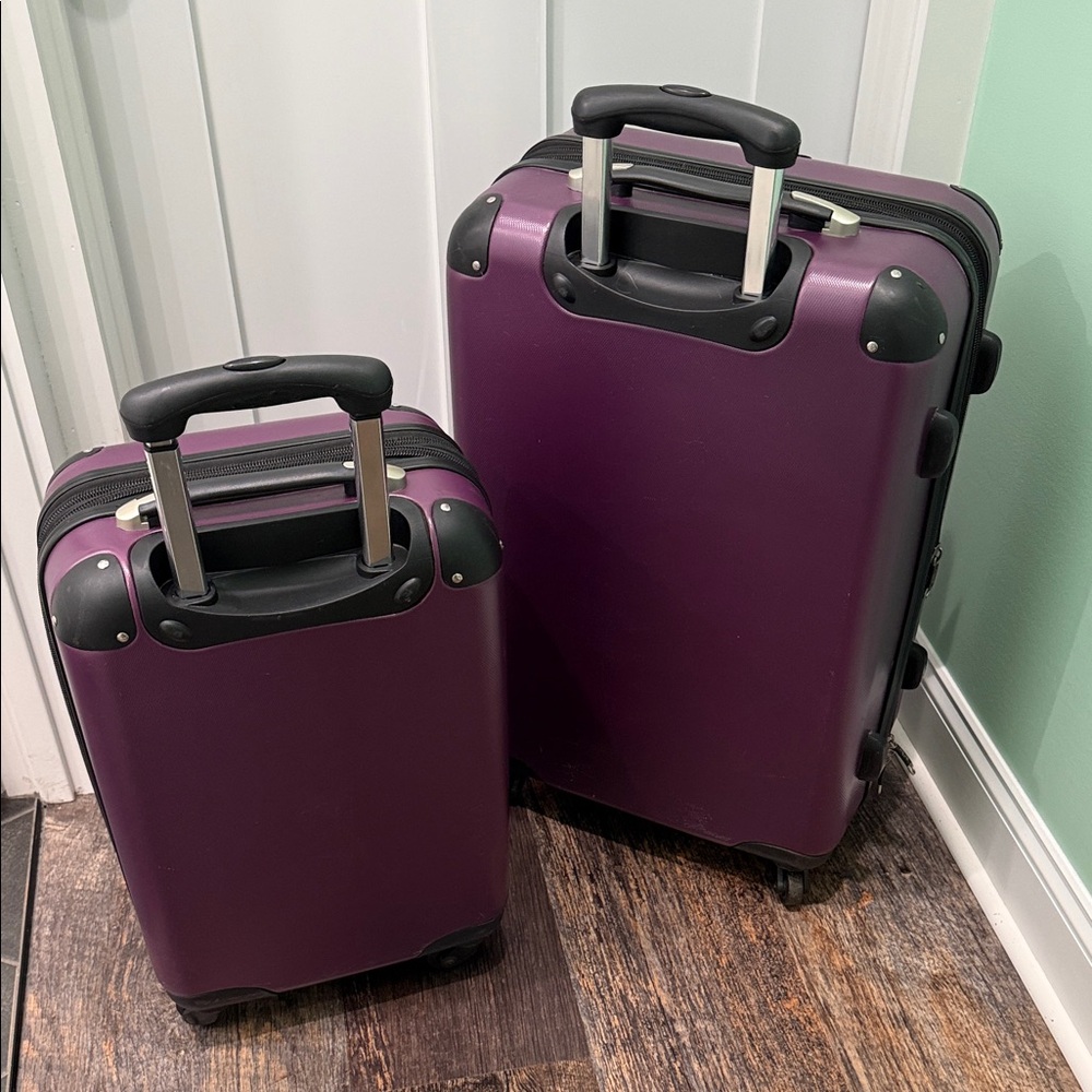 2 Piece Set Of Heys Hardside Spinner Luggage In Purple. Carry On And Checked Bag - Picture 4 of 16